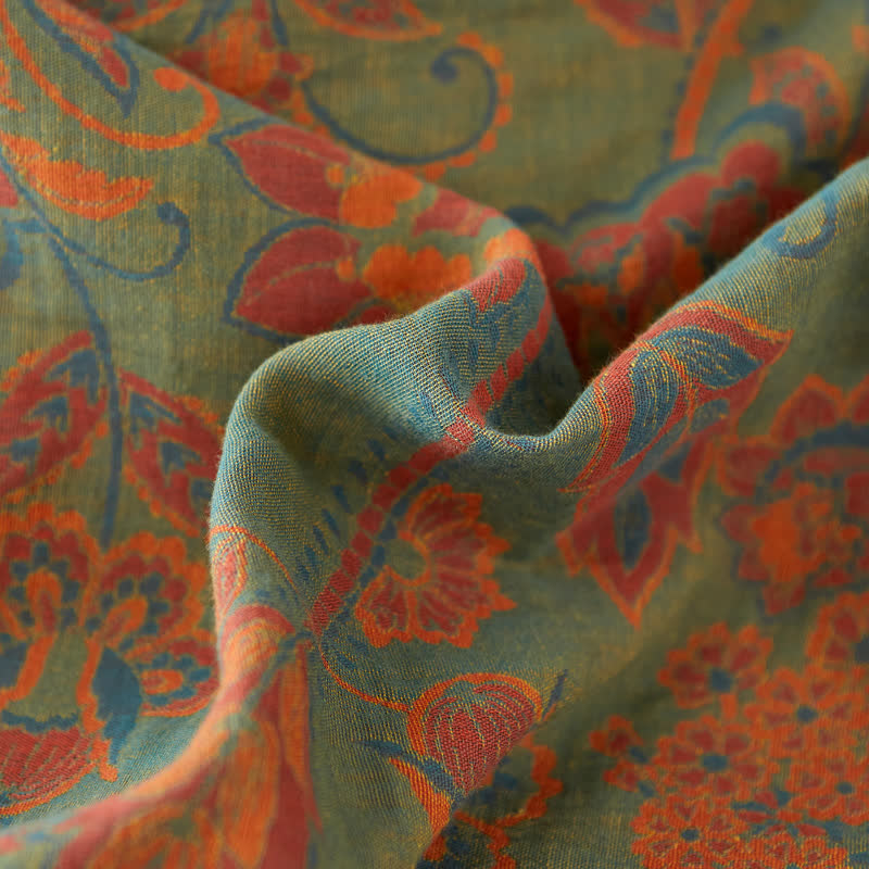 Wende-Bettdecke aus garngefärbter Baumwollgaze mit Retro-Blumenmuster