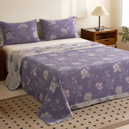 Wende-Bettdecke aus Baumwollgaze-Jacquard mit Blumenmuster