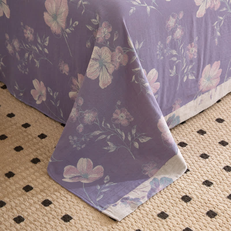 Wende-Bettdecke aus Baumwollgaze-Jacquard mit Blumenmuster