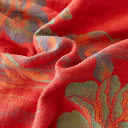 Wende-Bettdecke aus garngefärbtem Jacquard-Baumwollgaze in Pfingstrose