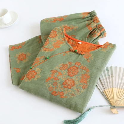 Loungewear-Set aus garngefärbter Jacquard-Baumwolle im Vintage-Stil