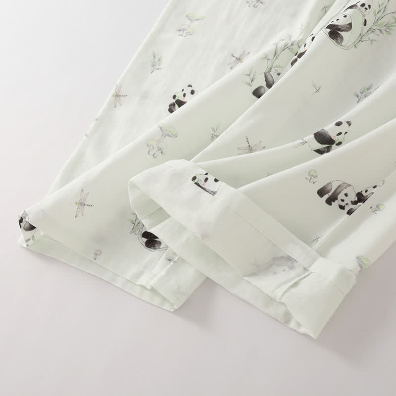 Ländliches Panda-Pyjama-Set aus Bambusfaser