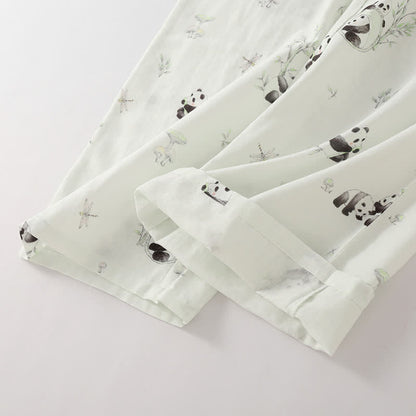 Ländliches Panda-Pyjama-Set aus Bambusfaser