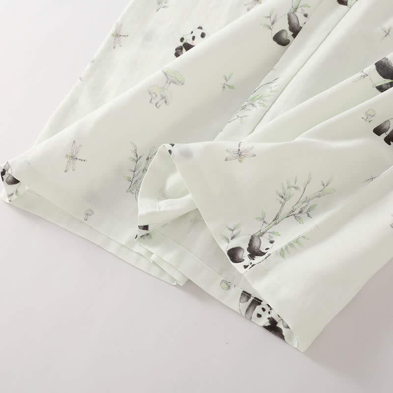 Ländliches Panda-Pyjama-Set aus Bambusfaser