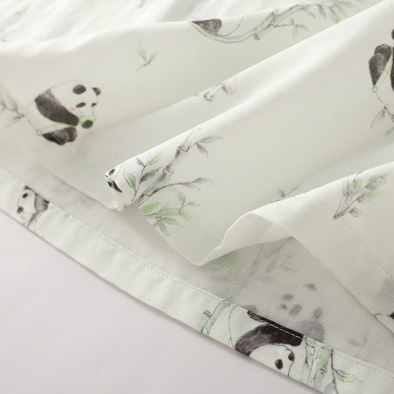 Ländliches Panda-Pyjama-Set aus Bambusfaser