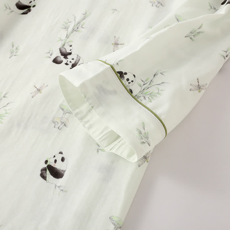 Ländliches Panda-Pyjama-Set aus Bambusfaser
