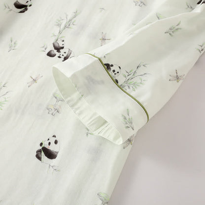 Ländliches Panda-Pyjama-Set aus Bambusfaser