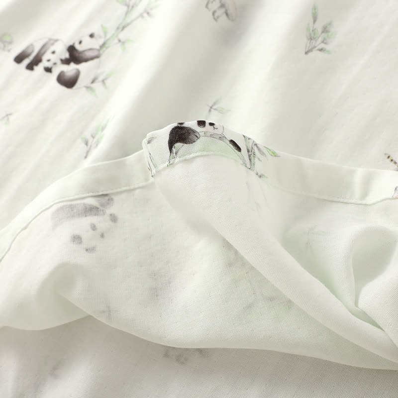 Ländliches Panda-Pyjama-Set aus Bambusfaser