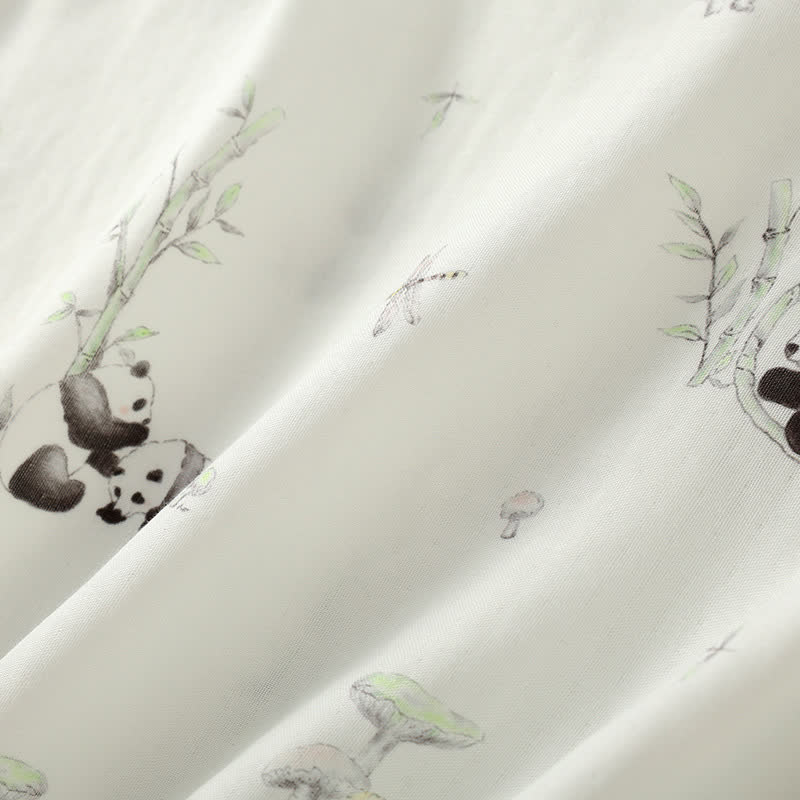 Ländliches Panda-Pyjama-Set aus Bambusfaser