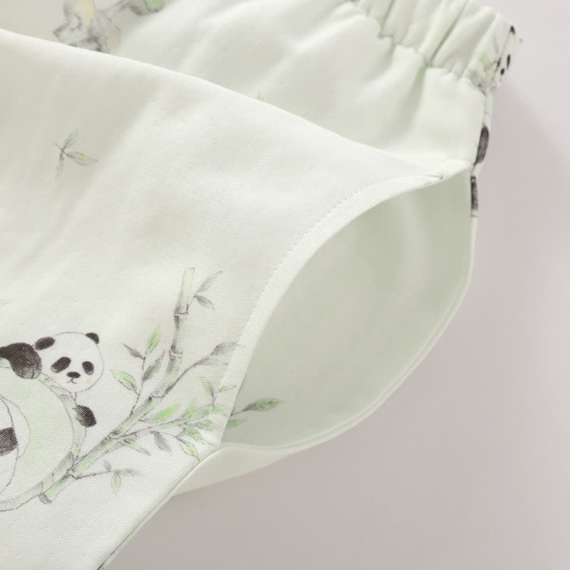 Ländliches Panda-Pyjama-Set aus Bambusfaser