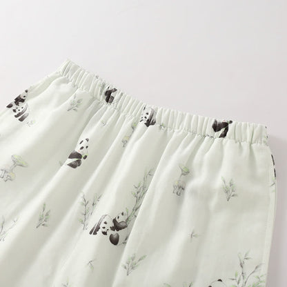 Ländliches Panda-Pyjama-Set aus Bambusfaser
