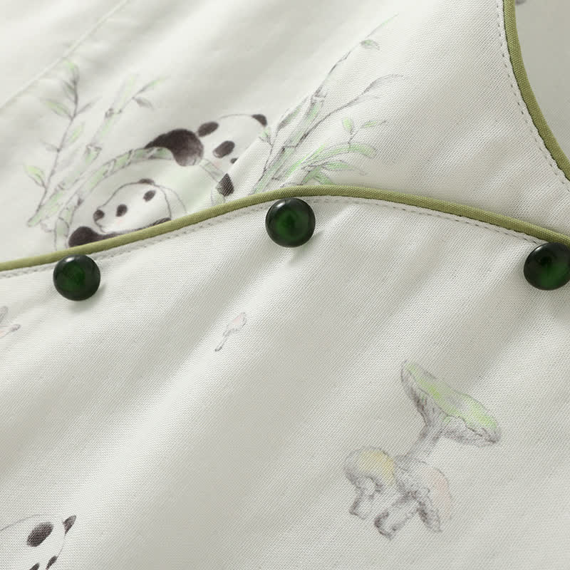 Ländliches Panda-Pyjama-Set aus Bambusfaser