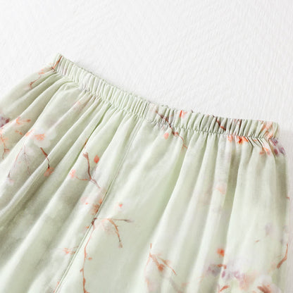 Pflaumenblüten-Pyjama-Set aus Bambusfaser