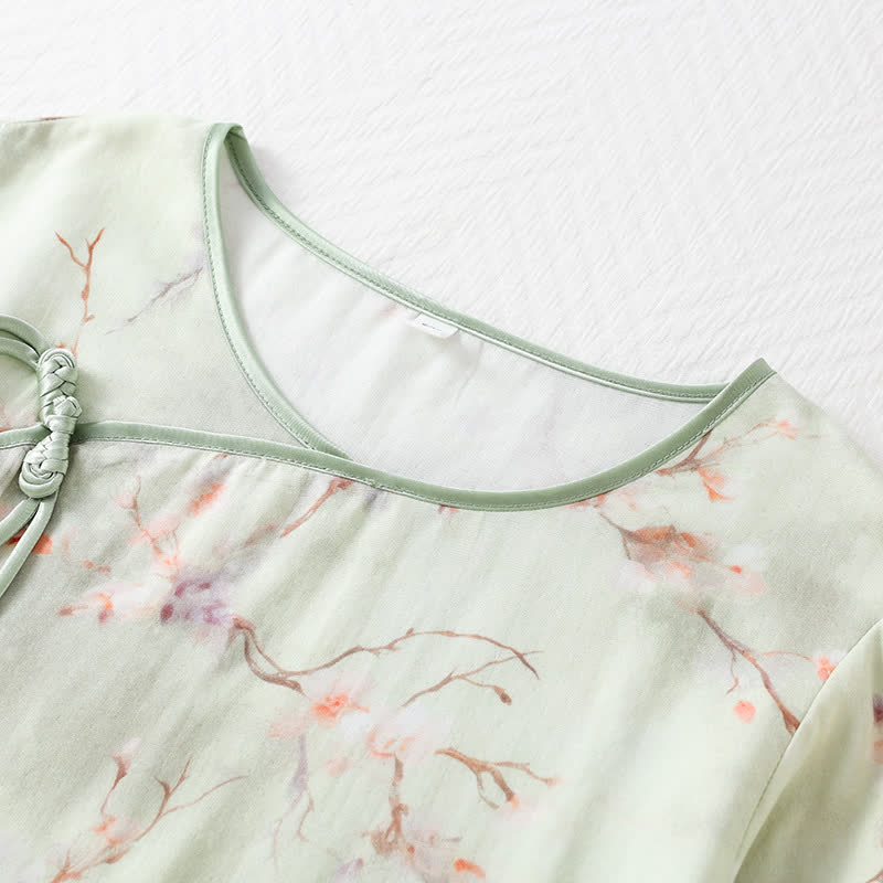 Pflaumenblüten-Pyjama-Set aus Bambusfaser