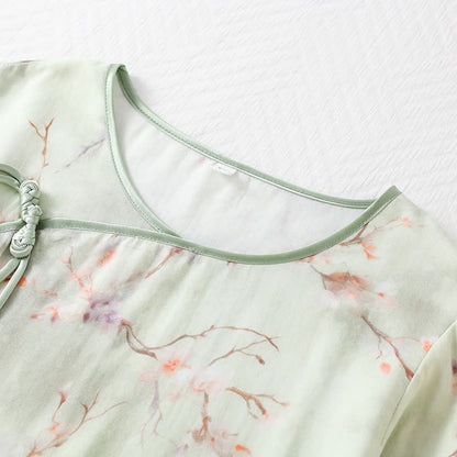 Pflaumenblüten-Pyjama-Set aus Bambusfaser