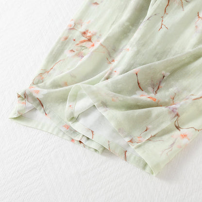Pflaumenblüten-Pyjama-Set aus Bambusfaser