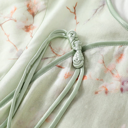 Pflaumenblüten-Pyjama-Set aus Bambusfaser