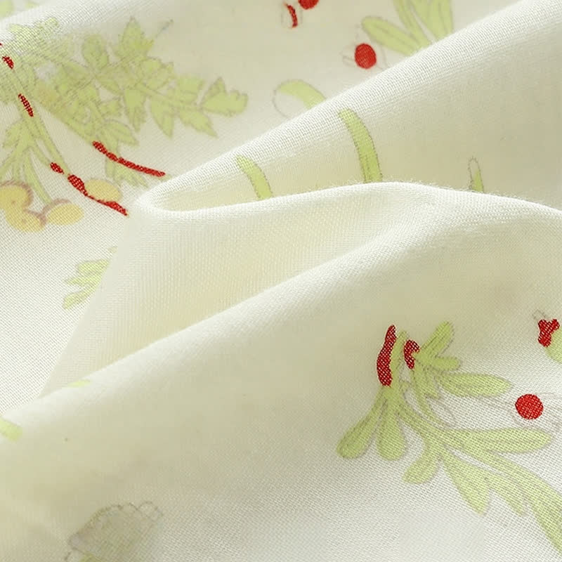 Kimono-Nachthemd aus Baumwollgaze im Pastoralstil