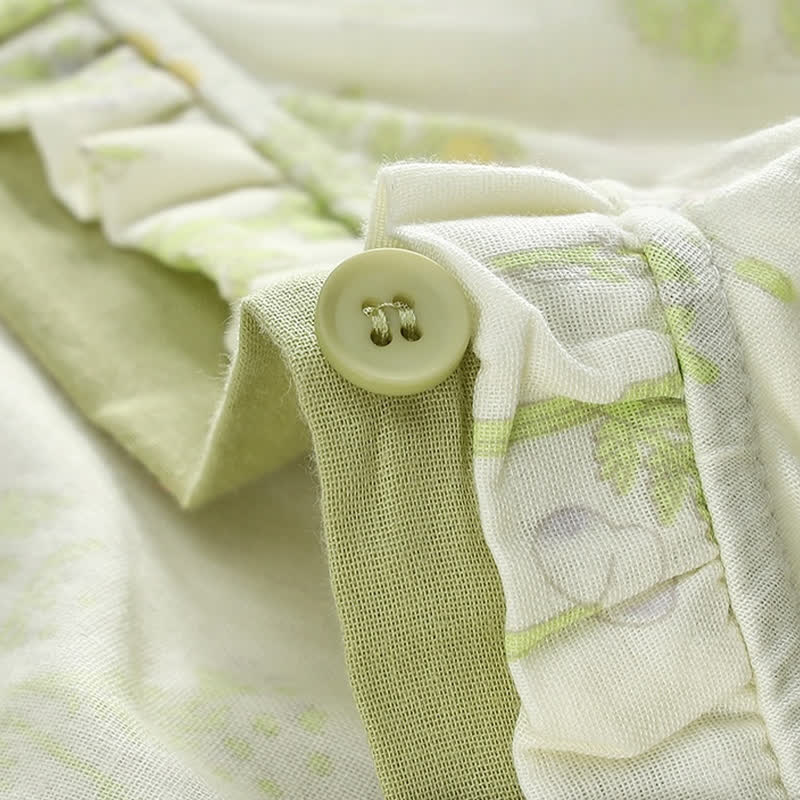 Kimono-Nachthemd aus Baumwollgaze im Pastoralstil