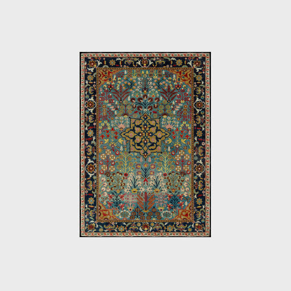 Rutschfester Indoor-Outdoor-Teppich mit böhmischem Blumenmuster