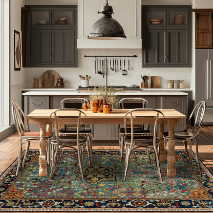 Rutschfester Indoor-Outdoor-Teppich mit böhmischem Blumenmuster