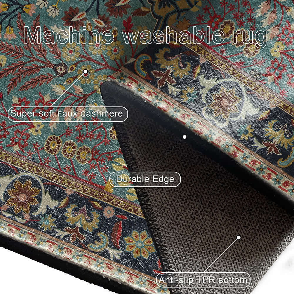 Rutschfester Indoor-Outdoor-Teppich mit böhmischem Blumenmuster