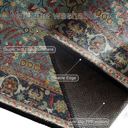 Rutschfester Indoor-Outdoor-Teppich mit böhmischem Blumenmuster