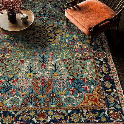 Rutschfester Indoor-Outdoor-Teppich mit böhmischem Blumenmuster