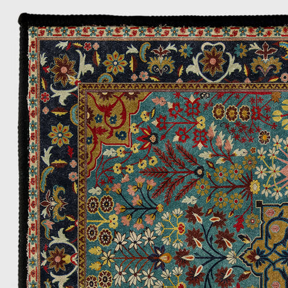 Rutschfester Indoor-Outdoor-Teppich mit böhmischem Blumenmuster