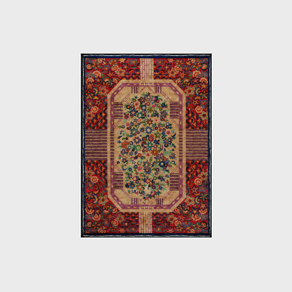 Rutschfester, faltbarer Vintage-Teppich für drinnen und draußen mit Blumenmuster