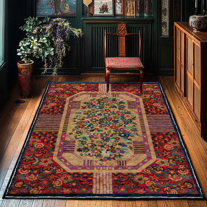 Rutschfester, faltbarer Vintage-Teppich für drinnen und draußen mit Blumenmuster