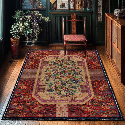 Rutschfester, faltbarer Vintage-Teppich für drinnen und draußen mit Blumenmuster