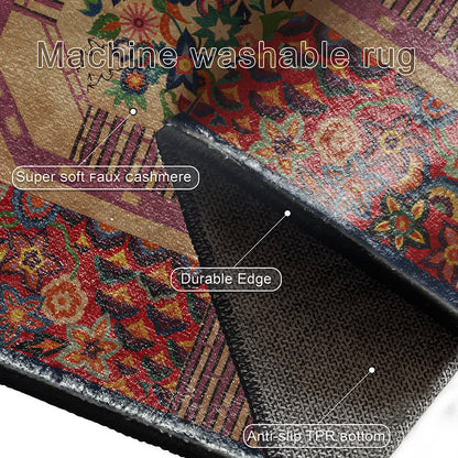 Rutschfester, faltbarer Vintage-Teppich für drinnen und draußen mit Blumenmuster