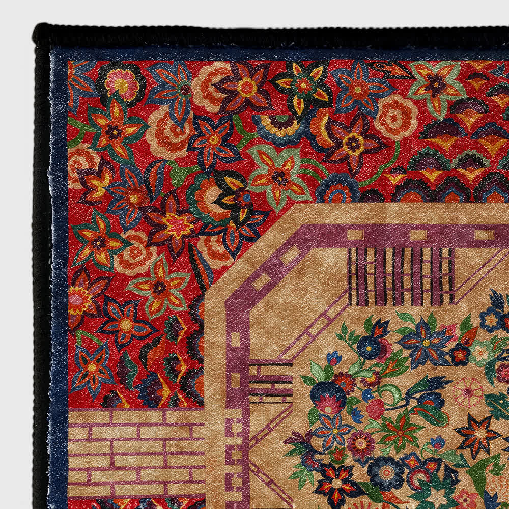 Rutschfester, faltbarer Vintage-Teppich für drinnen und draußen mit Blumenmuster