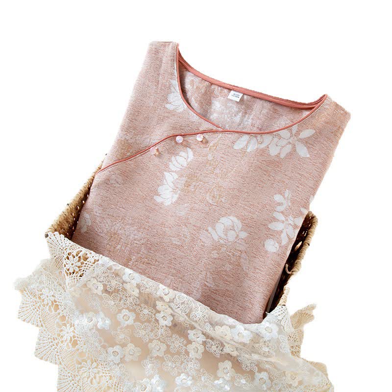 Garngefärbte Loungewear aus Vintage-Jacquard aus Baumwolle mit Perlenknöpfen