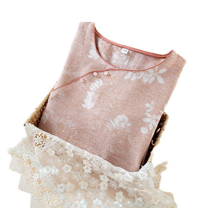 Garngefärbte Loungewear aus Vintage-Jacquard aus Baumwolle mit Perlenknöpfen