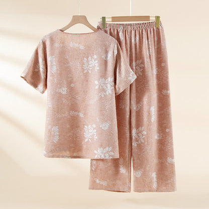 Garngefärbte Loungewear aus Vintage-Jacquard aus Baumwolle mit Perlenknöpfen