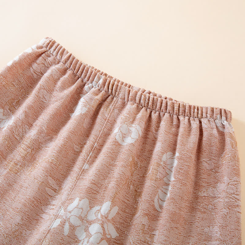 Garngefärbte Loungewear aus Vintage-Jacquard aus Baumwolle mit Perlenknöpfen