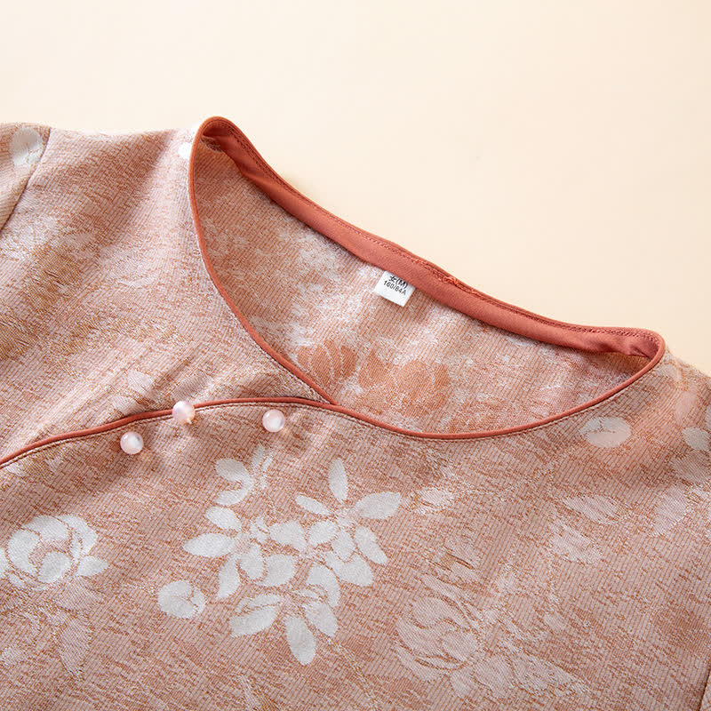 Garngefärbte Loungewear aus Vintage-Jacquard aus Baumwolle mit Perlenknöpfen