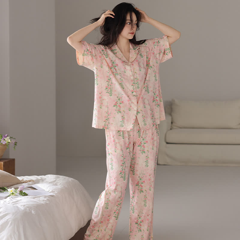 Ländliches Sommer-Loungewear-Set mit Blumenmuster
