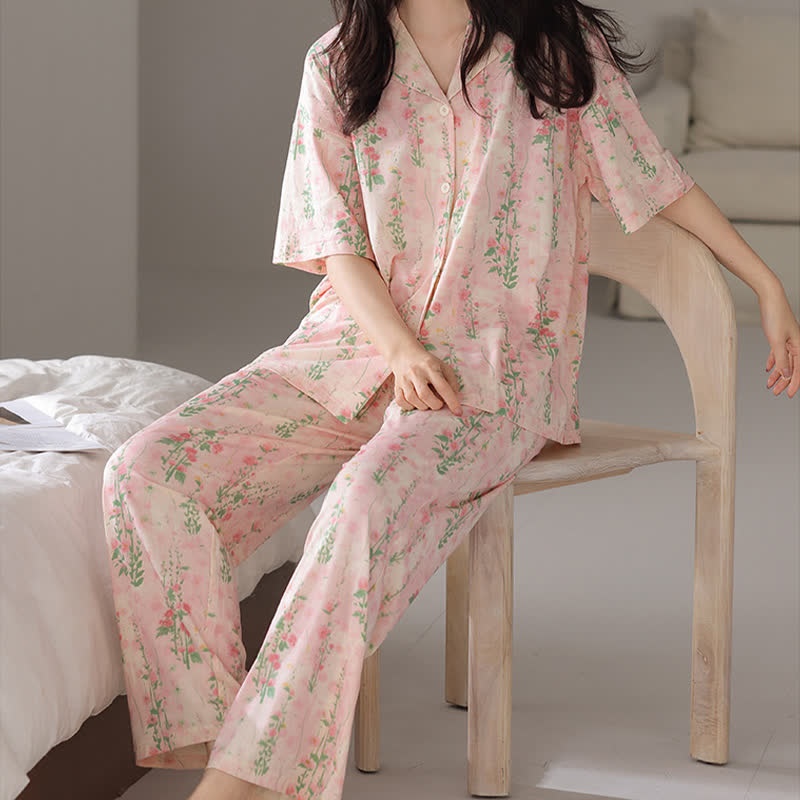 Ländliches Sommer-Loungewear-Set mit Blumenmuster