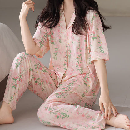 Ländliches Sommer-Loungewear-Set mit Blumenmuster