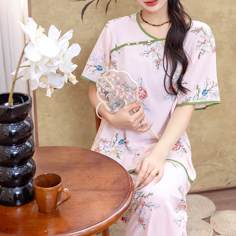 Ländliches Pfingstrosen-Sommer-Loungewear-Set