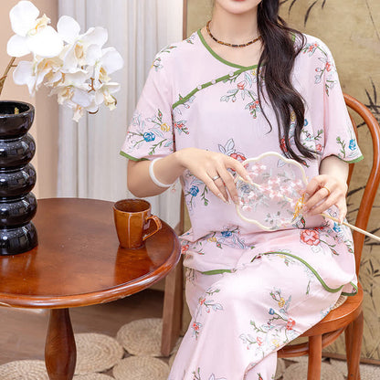 Ländliches Pfingstrosen-Sommer-Loungewear-Set