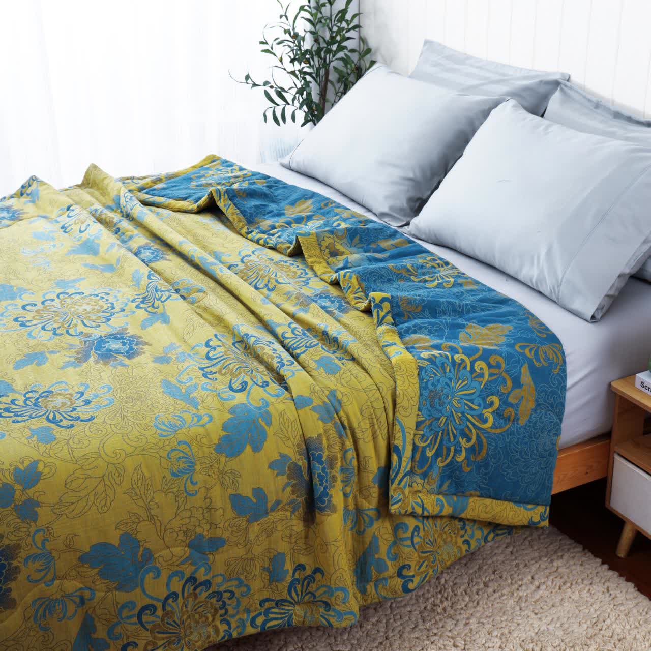 Sommersteppdecke aus reiner Baumwolle mit Doppelgarn im Retro-Jacquard-Stil