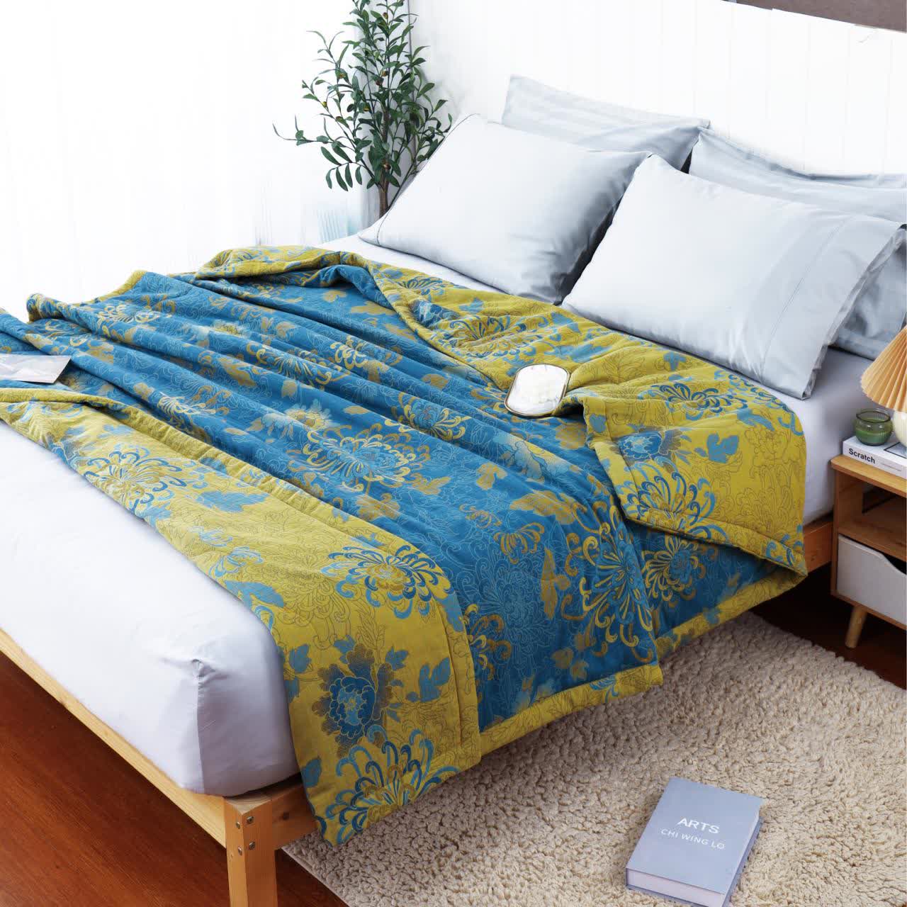 Sommersteppdecke aus reiner Baumwolle mit Doppelgarn im Retro-Jacquard-Stil