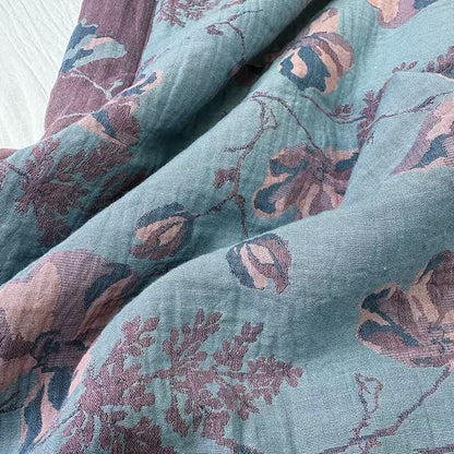 Elegante doppellagige Sommerdecke aus reiner Baumwolle mit Blumenmuster