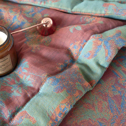 Doppellagige Wendesteppdecke aus reiner Baumwolle im Vintage-Stil für den Sommer