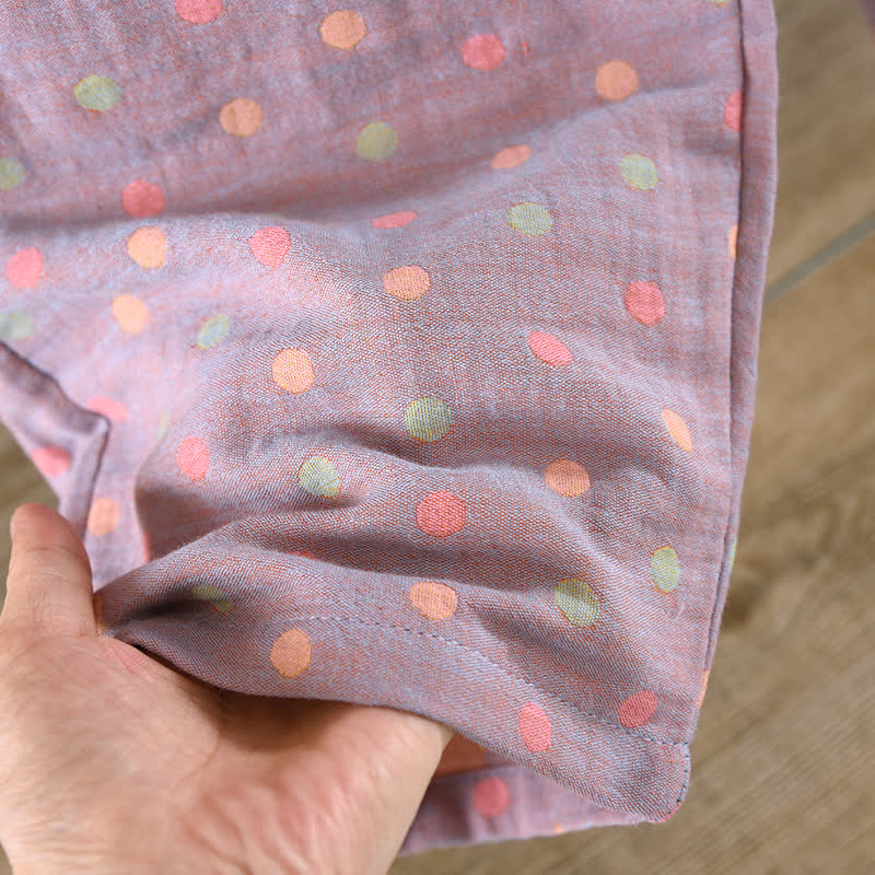 Buntes, garngefärbtes Pyjama-Set aus Baumwolle im Vintage-Stil mit Kreisen