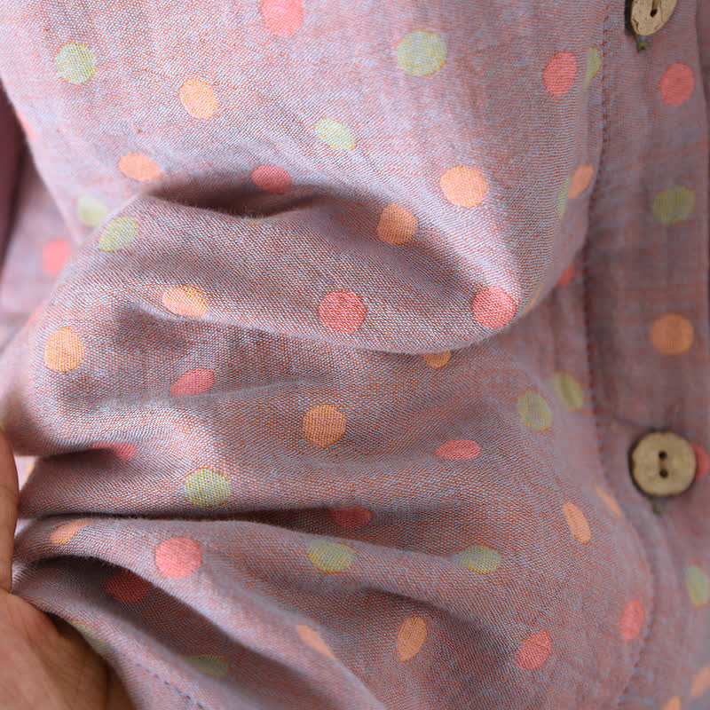 Buntes, garngefärbtes Pyjama-Set aus Baumwolle im Vintage-Stil mit Kreisen